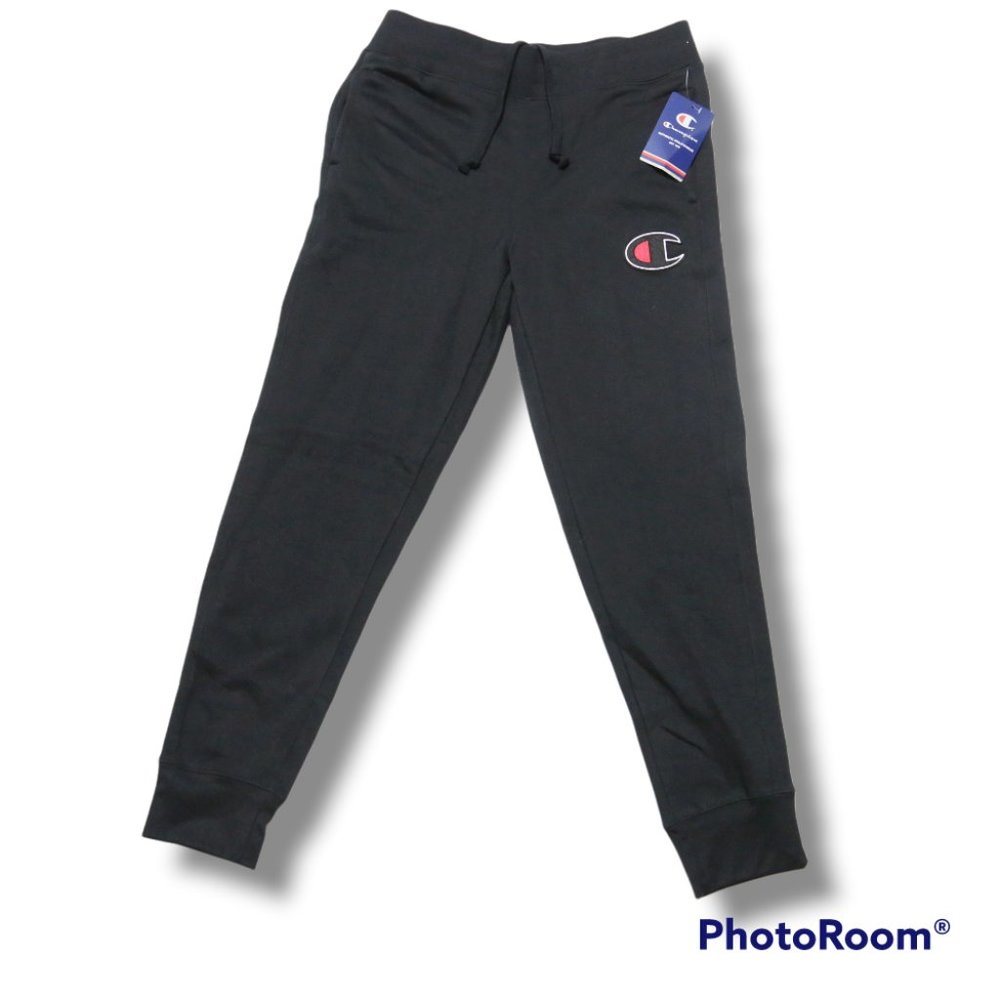 Champion Jogger Sweatpants Tapered Leg Big "C" Logo Black …
